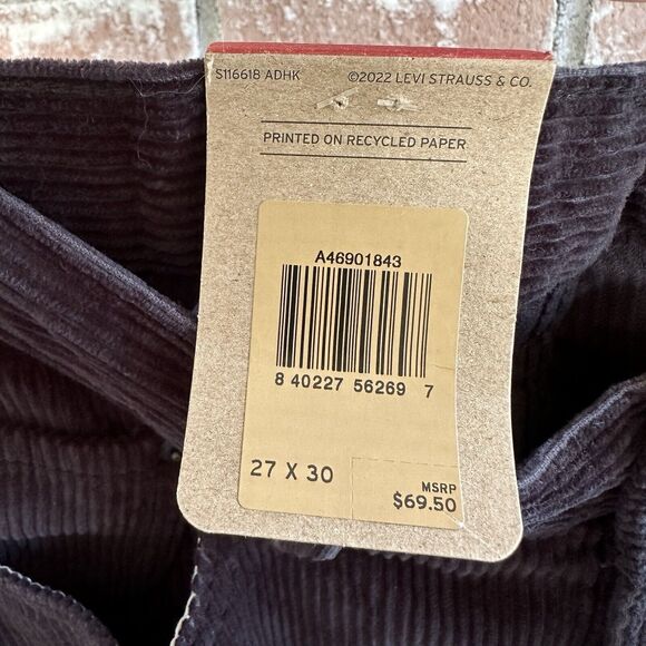 NWT Levi’s Straight Corduroy Jeans Pants Size 27 x 30 Black - Picture 7 of 9